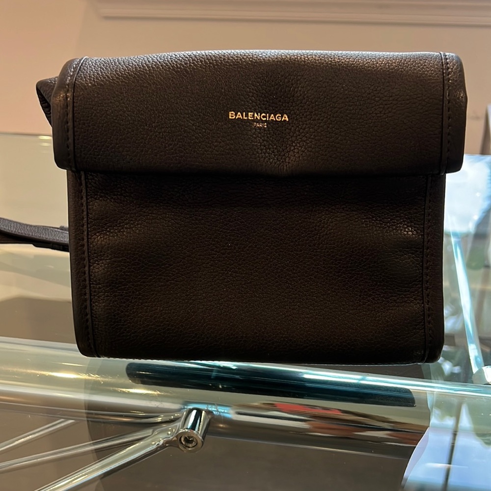 Balenciaga black leather crossbody bag